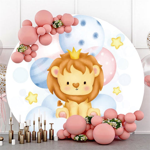 Ballons Bleus Et Roses Toile De Fond Ronde Pour Baby Shower De Lion