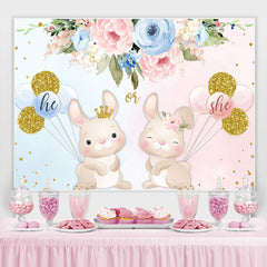 Toile de fond de douche de bébé lapin ballon floral bleu et rose