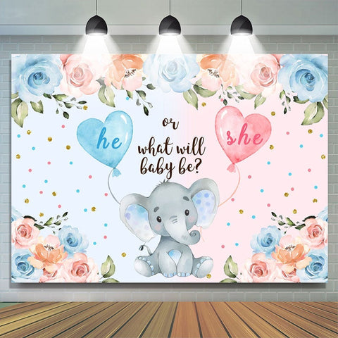 Toile de fond de douche de bébé éléphant bleu et rose il ou elle