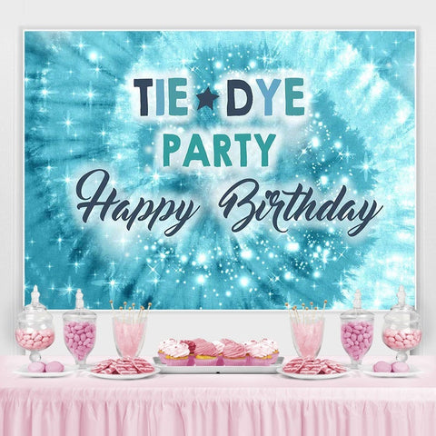 Toile de fond bleu bokeh Tie Dye Party anniversaire photomaton