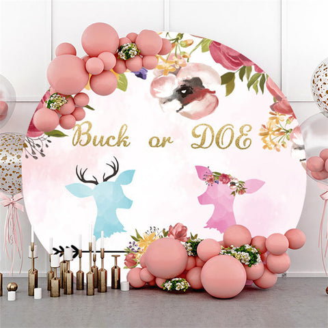 Toile de fond de cercle de douche de bébé bleu Buck ou Pink Doe