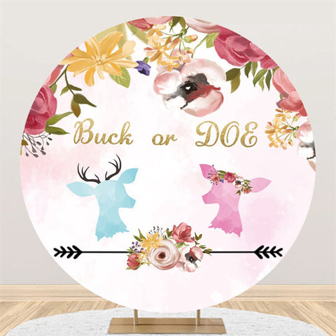 Toile de fond de cercle de douche de bébé bleu Buck ou Pink Doe