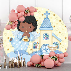 Décors ronds d'église jaune d'ange de nuage bleu pour la douche de bébé