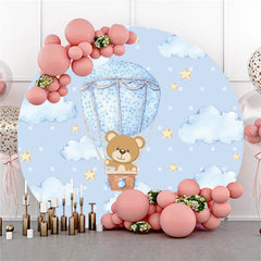 Toile de fond de cercle de douche de bébé ours nuage bleu pour garçon