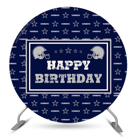 Blue Cowboys Star Joyeux Anniversaire Toile de Fond Ronde