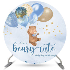 Ballons à paillettes bleues, ours rond, toile de fond pour fête prénatale