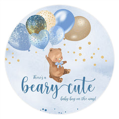 Ballons à paillettes bleues, ours rond, toile de fond pour fête prénatale