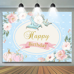 Toile de Fond d'anniversaire floral citrouille rose talon bleu