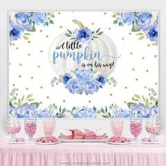 Citrouille violette bleue est sur son chemin toile de fond de douche de bébé