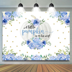 Citrouille violette bleue est sur son chemin toile de fond de douche de bébé