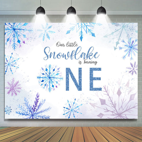 Toile de Fond bleu violet flocon de neige Bokeh 1er anniversaire