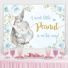 Toile de fond rose bleue et éléphant pour fête de douche de bébé