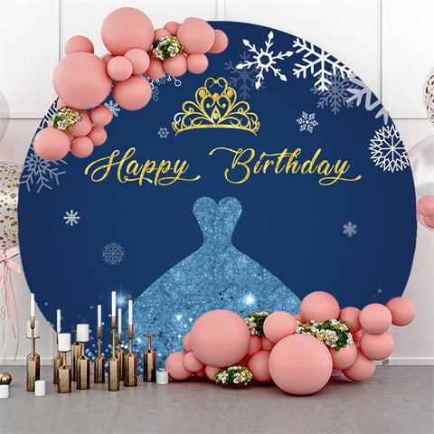 Jupe Bleue Et Couronne Dorée Joyeux Anniversaire Toile De Fond Ronde