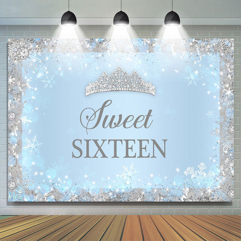 Toile de fond d'anniversaire Sweet Sixteen Blue Snow et Diamond