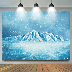 Toile de fond de douche de bébé bleu Snowmountain et flocon de neige