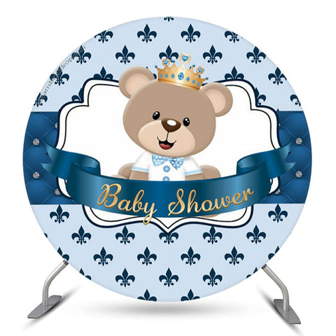 Blue Teddy Bear Baby Shower Toile de fond ronde pour garçon