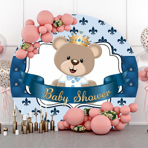 Blue Teddy Bear Baby Shower Toile de fond ronde pour garçon