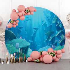Toile de fond de fête d'anniversaire ronde du monde sous-marin bleu