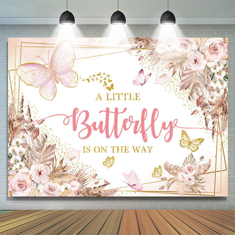 Toile de fond Boho Butterfly Floral Bébé Douche pour fille