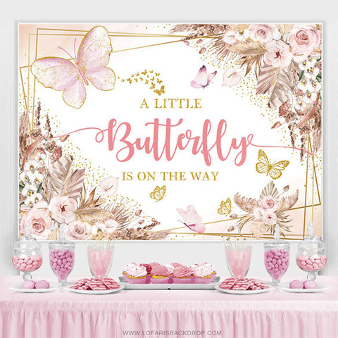 Toile de fond Boho Butterfly Floral Bébé Douche pour fille