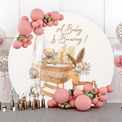 Boho Teddy Bear Cradle Baby Shower Toile de fond ronde