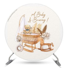 Boho Teddy Bear Cradle Baby Shower Toile de fond ronde