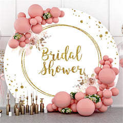 Toile de fond de douche nuptiale ronde à paillettes dorées sur le thème Boho