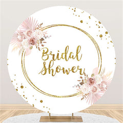 Toile de fond de douche nuptiale ronde à paillettes dorées sur le thème Boho