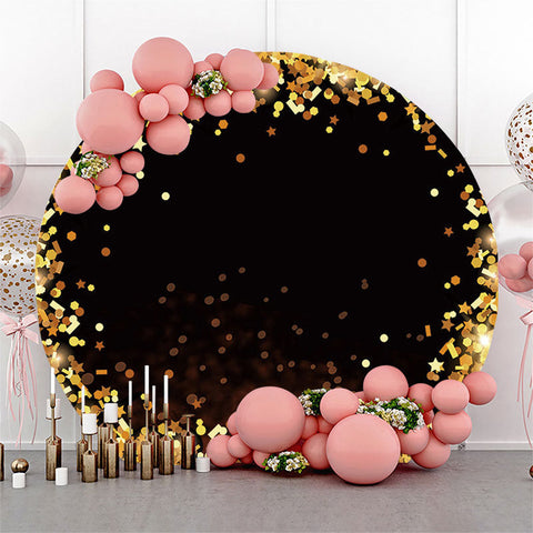 Bokeh Golden Glitter Black Round Party Toile de fond