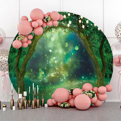Toile de fond ronde de mariage forêt vert clair bokeh