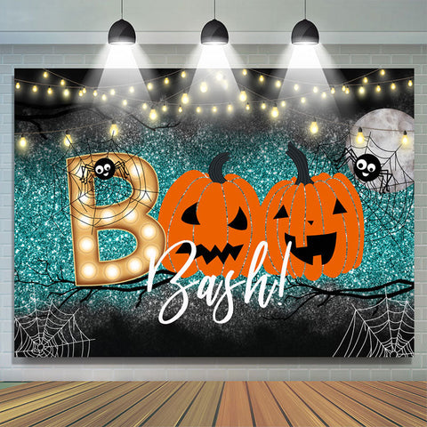 Boo Bash Pumpkin Green Bokeh Toile de fond de fête d'Halloween