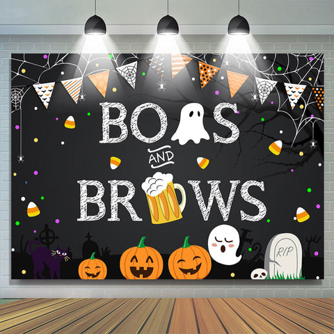 Boos and Brows Pumpkin Toile de fond mignonne pour la fête d'Halloween