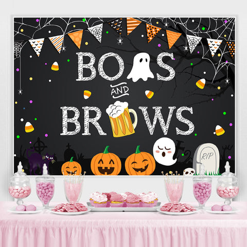 Boos and Brows Pumpkin Toile de fond mignonne pour la fête d'Halloween