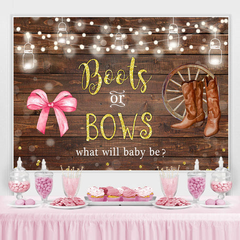 Bottes ou arcs lumières toile de fond en bois pour baby shower