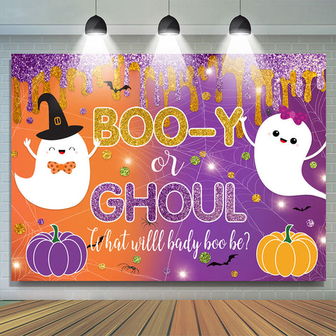 Booy ou Ghoul Purple Orange Gender Reveal Toile de fond