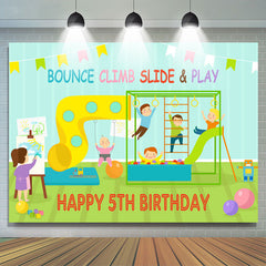 Bounce Climb Slide And Play Toile de fond Happy 5th Birthday