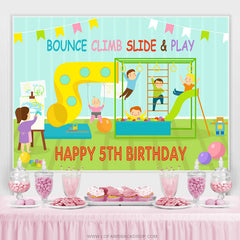 Bounce Climb Slide And Play Toile de fond Happy 5th Birthday