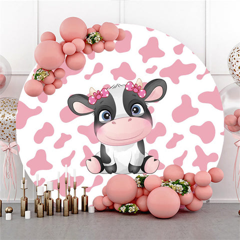 Bow Rose Vache Joyeux Anniversaire Toile de Fond Ronde Pour Fille