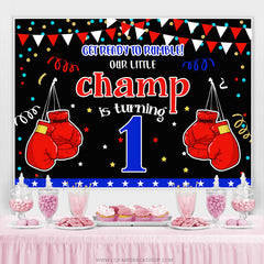 Champion de boxe Confetti Joyeux 1er anniversaire Toile de fond