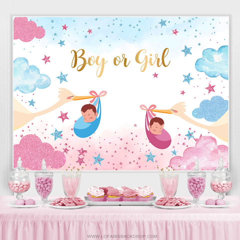 Garçon ou fille Starry Cloud Crane Gender Reveal Toile de fond