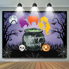 Toile de fond de douche de bébé de nuit d'Halloween pourpre de brassage
