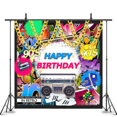 Toile de fond brillante et brillante incroyable Happy 90S Birthday