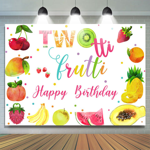 Décoration de toile de fond de joyeux anniversaire de fruits lumineux 2e