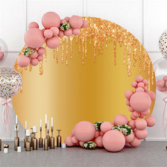 Toile de fond ronde de fête d'anniversaire à paillettes dorées brillantes