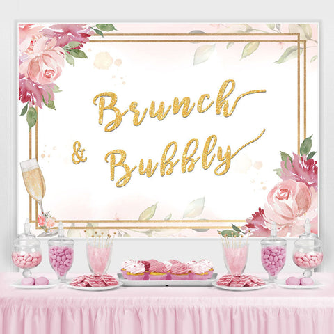 Brunch et toile de fond dorée et rose pétillante pour fille