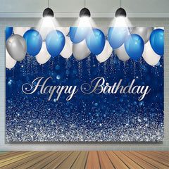Bule et Silver Balloon Bokeh Joyeux Anniversaire Toile de Fond