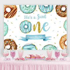 Bule Donuts Sweet 1st Joyeux Anniversaire Toile de Fond Pour Garçons