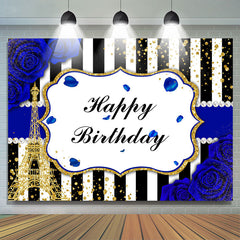 Toile de fond d'anniversaire ¨¤ rayures noires et blanches Bule Roses