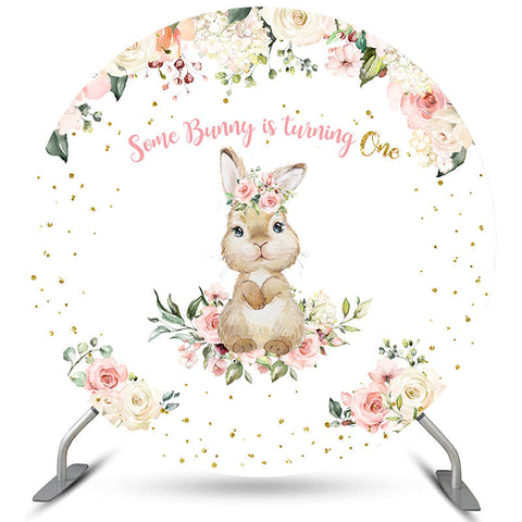 Bunny tourne une toile de fond de cercle de joyeux anniversaire