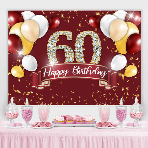 Toile de fond joyeux 60e anniversaire ballon bordeaux et or